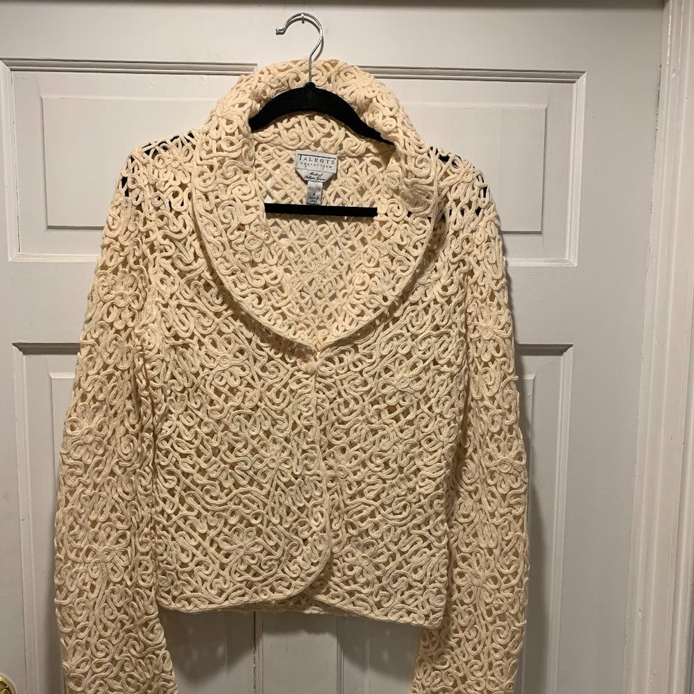 Talbots Collection~ Italian Yarn Crochet Sweater